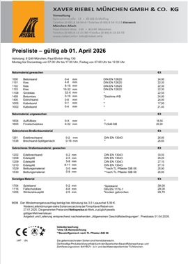 Preisliste Xaver Riebel